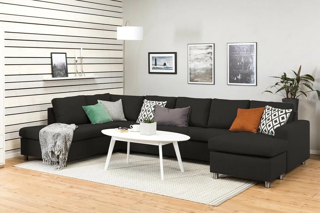 Γωνιακός Καναπές Scandinavian Choice C157, Μαύρο, 344x199x80cm