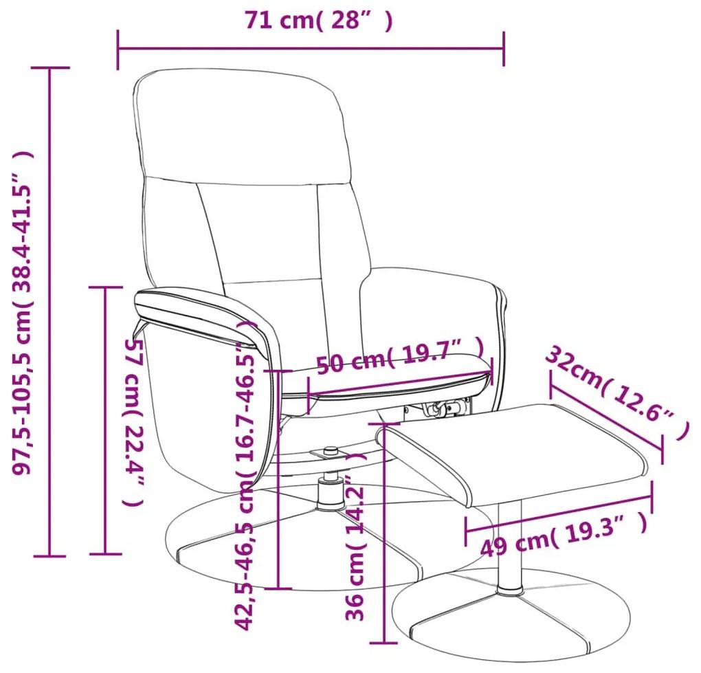 Πολυθρόνα Ανακλινόμενη με Υποπόδιο Ανοιχτό Γκρι Βελούδινη - Γκρι