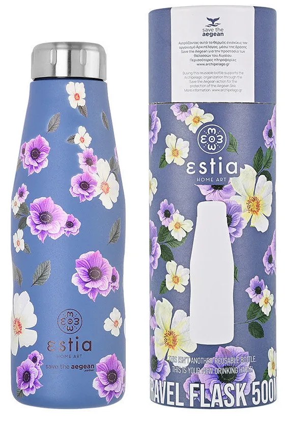 Estia 01-16654 Save Aegean Μπουκάλι Θερμός 500ml, Garden blue