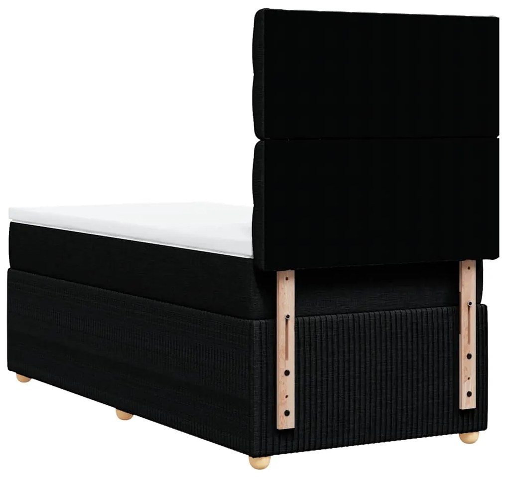 vidaXL Κρεβάτι Boxspring με Στρώμα Μαύρο 100 x 200 εκ. Υφασμάτινο