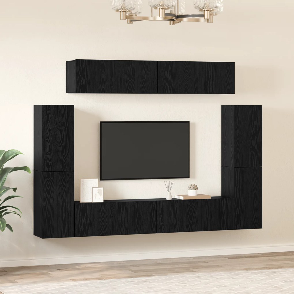 vidaXL Σετ επίπλου τηλεόρασης 8 pcs Μαύρη Δρυς 80 x 30 x 30.5 εκ