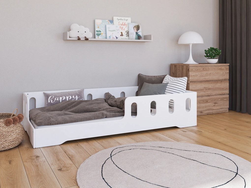 Κρεβάτι  Montessori Luna με κάγκελα White  90x200cm  BC50048W  BabyCute