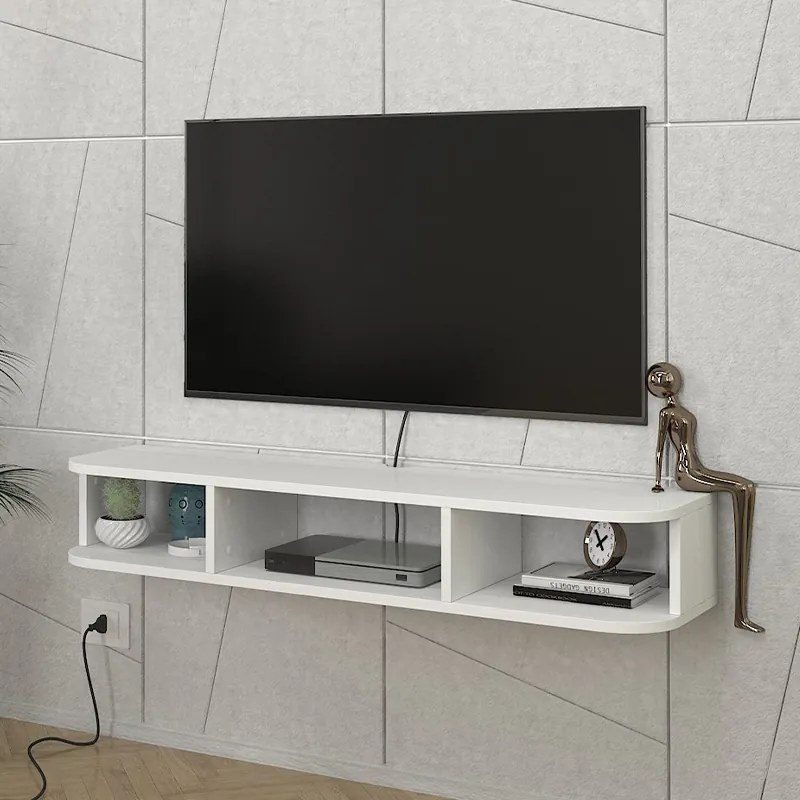 Έπιπλο τηλεόρασης επιτοίχιο Bask Megapap με LED χρώμα λευκό 120x29,6x19,2εκ. - GP042-0307,1