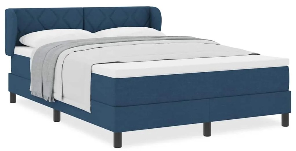 vidaXL Κρεβάτι box spring με στρώμα με στρώμα Μπλε 140 x 200 cm ύφασμα