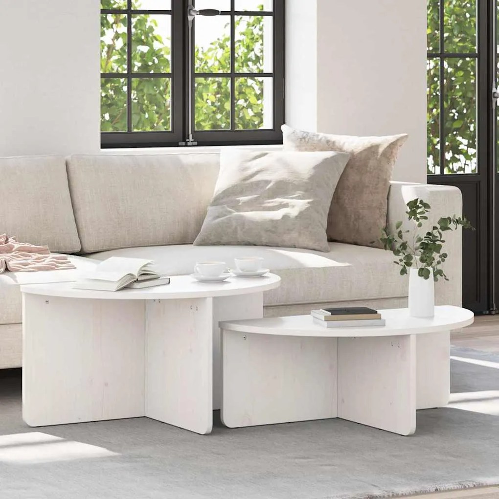 vidaXL Τραπεζάκι σαλονιού 2 pcs Λευκό 79 x 39.5 x 40 εκ