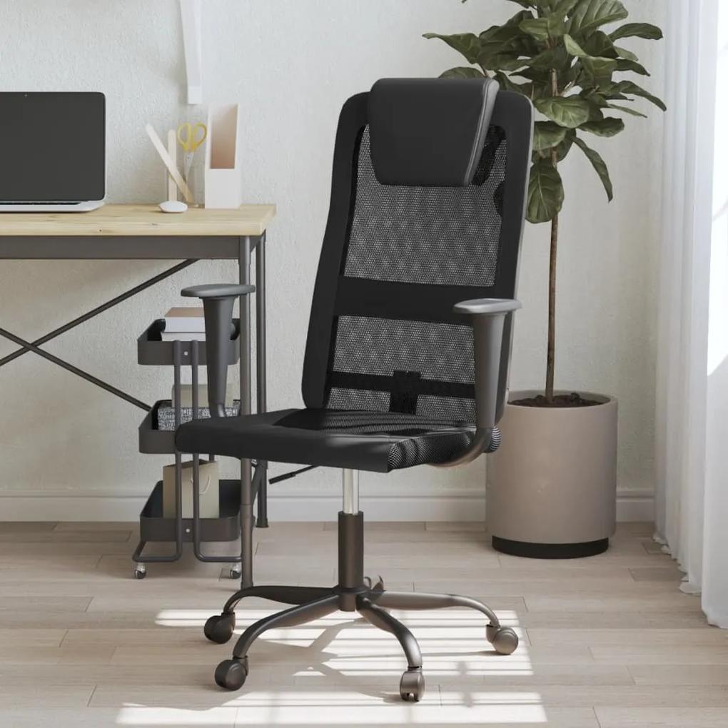 Καρέκλα Γραφείου Ρυθμ. Ύψος Μαύρη Διχτυωτό Ύφασμα/Συνθ. Δέρμα