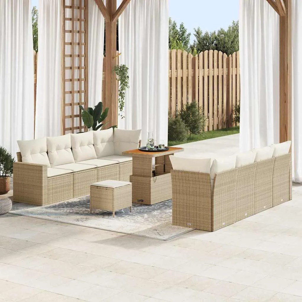 vidaXL Σετ Καναπέ Κήπου 11 pcs μπεζ και κρεμ 90 x 55 x 71 cm