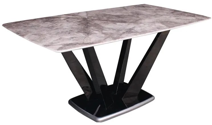 WOODWELL LARSON Τραπέζι Τραπεζαρίας, Ξύλο-Μέταλλο Ανθρακί,Επιφάνεια Microcrystalline Άσπρο Μάρμαρο 160x90x77cm Ε795,1