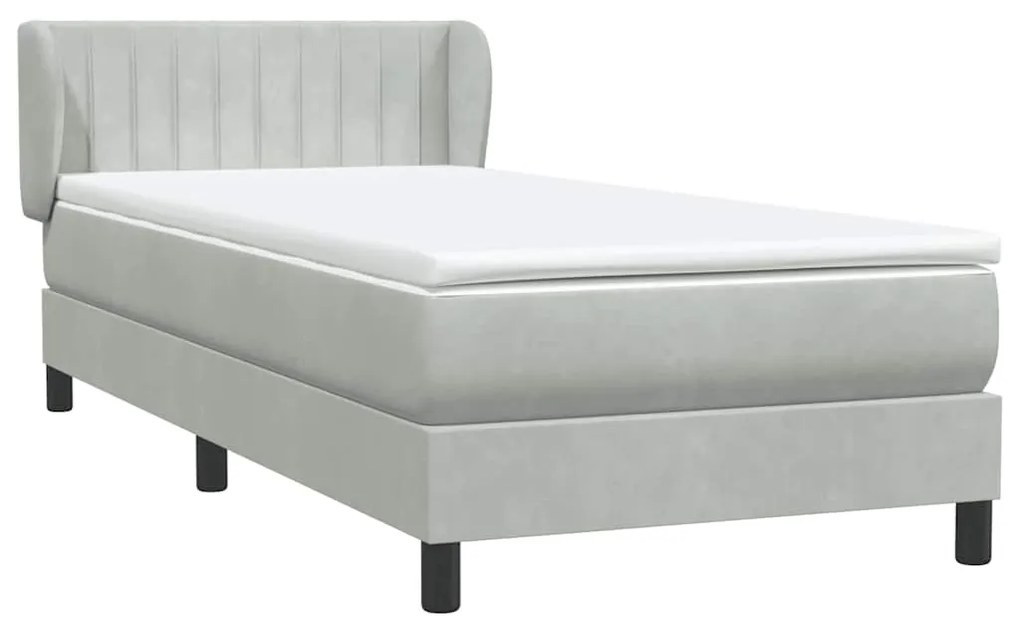 BOX SPRING ΚΡΕΒΑΤΙ ΜΕ ΣΤΡΩΜΑ ΑΝΟΙΧΤΟ ΓΚΡΙ 90X210 CM ΒΕΛΟΥΔΙΝΟ 3317679