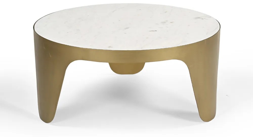 CENTRO COFFEE TABLE ΛΕΥΚΟ BRASS ANTIQUE D79xH36cm - 04-0828 - 04-0828