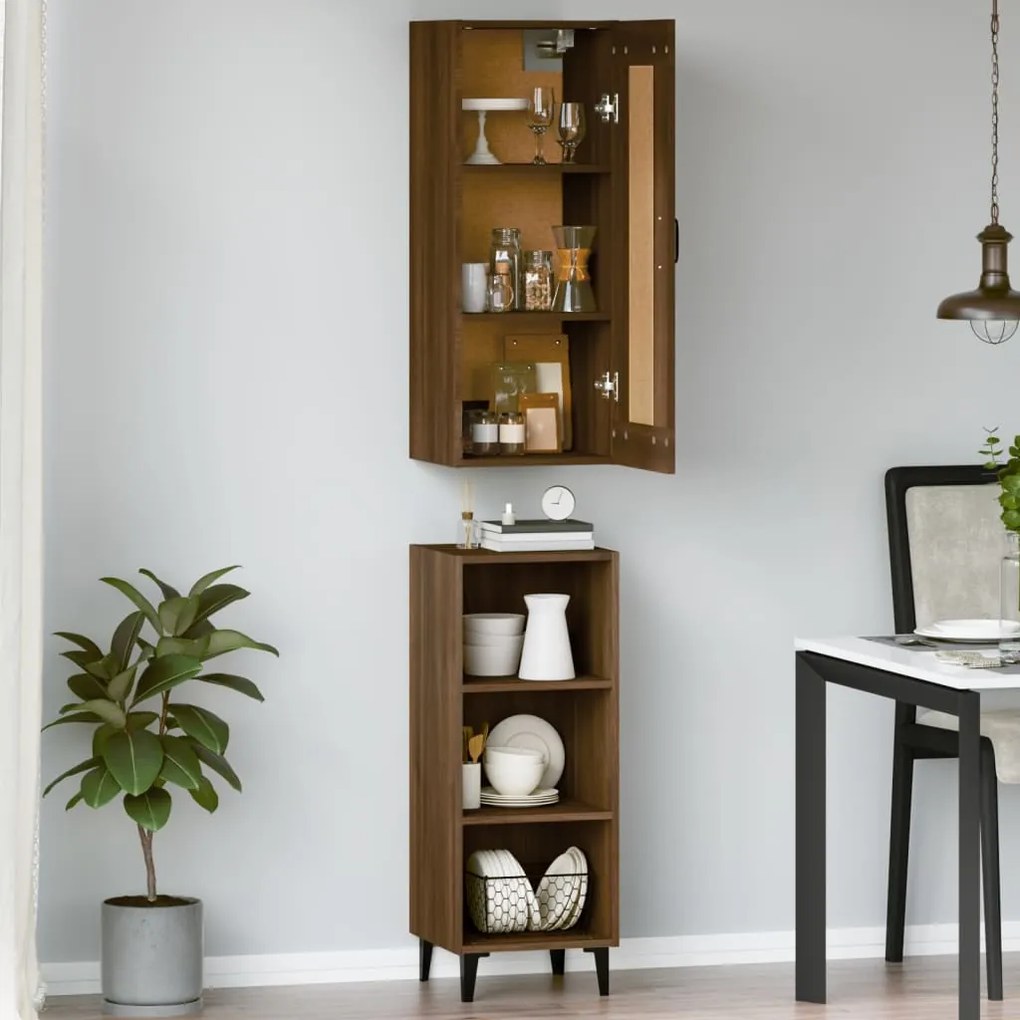 vidaXL Ντουλάπι Καφέ Δρυς 35 x 34 x 180 εκ. από Επεξεργασμένο Ξύλο