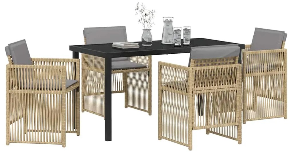 vidaXL Σέτ φαγητού για κήπο 5 pcs Μπεζ Χάλυβας με επίστρωση πούδρας