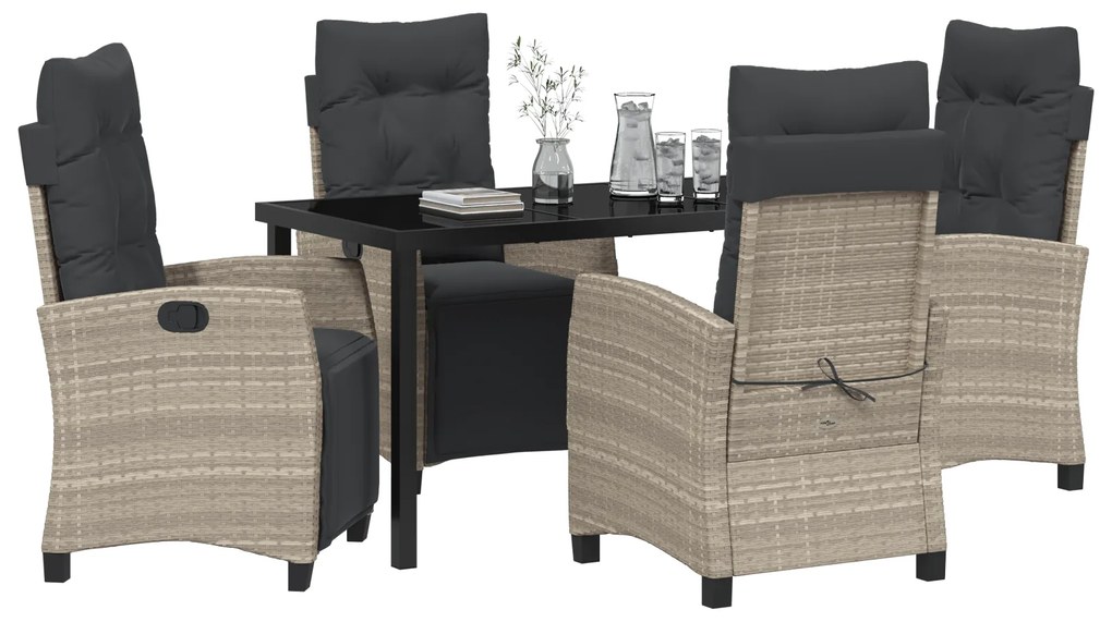 vidaXL 5 κομμάτια ΣΕΤ DINING ΓΙΑ ΤΟΝ ΚΗΠΟ Ανοιχτό Γκρίζο Πολυ Ρατάν