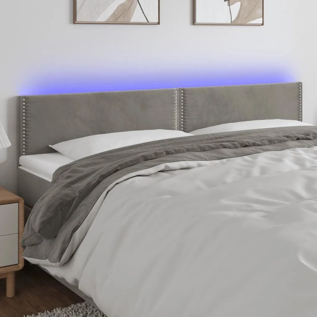 Κεφαλάρι Κρεβατιού LED Ανοιχτό Γκρι 180x5x78/88 εκ. Βελούδινο 3121532