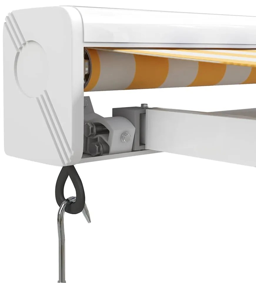 vidaXL Τέντα Πτυσσόμενη Κίτρινη/Λευκή 3,5 x 2,5 μ. Ύφασμα / Αλουμίνιο