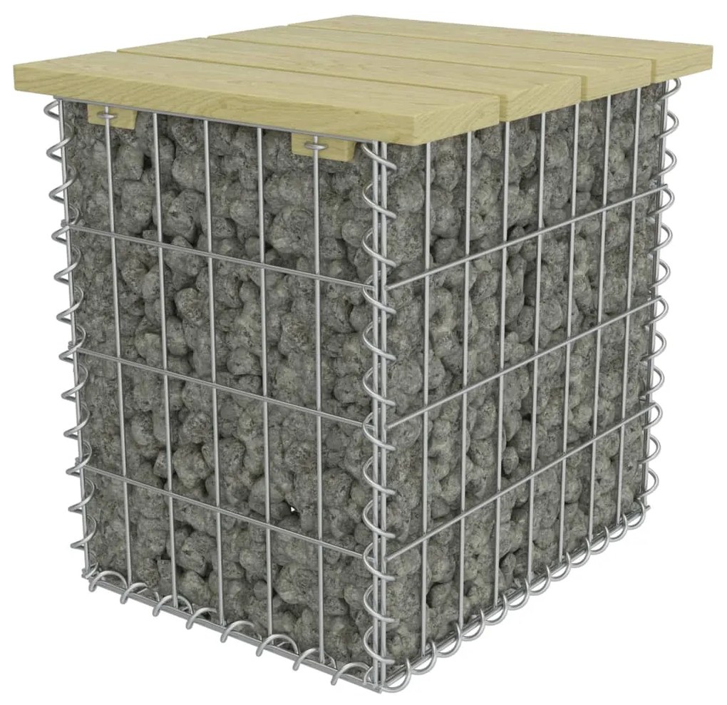vidaXL Υποπόδιο Κήπου Γκρι 40x40x45εκ. Γαλβ. Χάλυβας Μασίφ Ξύλο Πεύκου