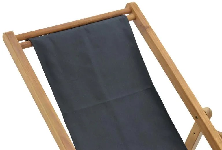 Σεζλόνγκ Xurian ξύλο ακακίας φυσικό-πανί pvc μαύρο 67x108x104 εκ.