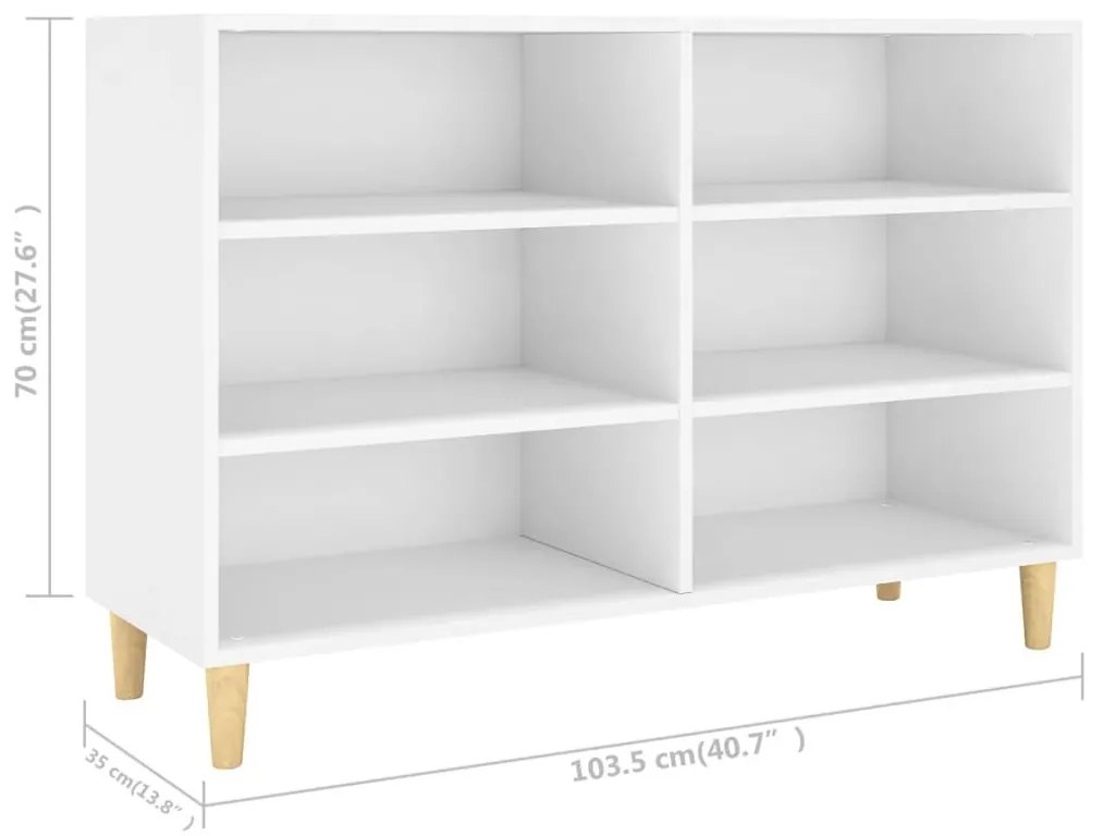 Ραφιέρα Λευκή 103,5x35x70 εκ. από Επεξεργασμένο Ξύλο - Λευκό