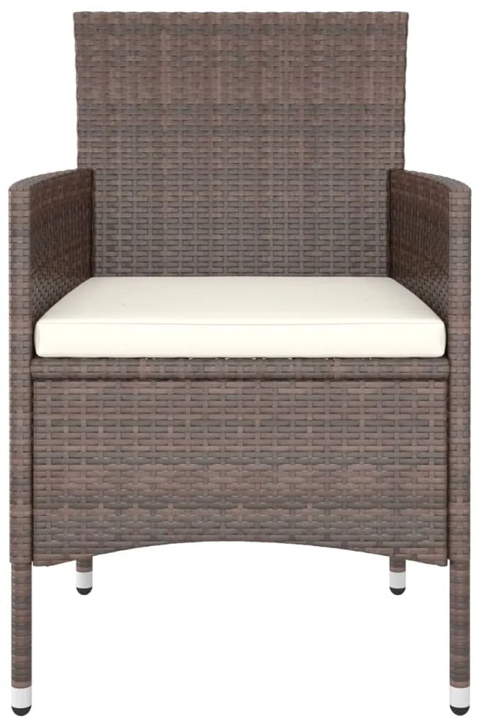 vidaXL Καρέκλα και Σκαμπό Κήπου Σετ 4 Τεμαχίων Καφέ Συνθετικό Ρατάν