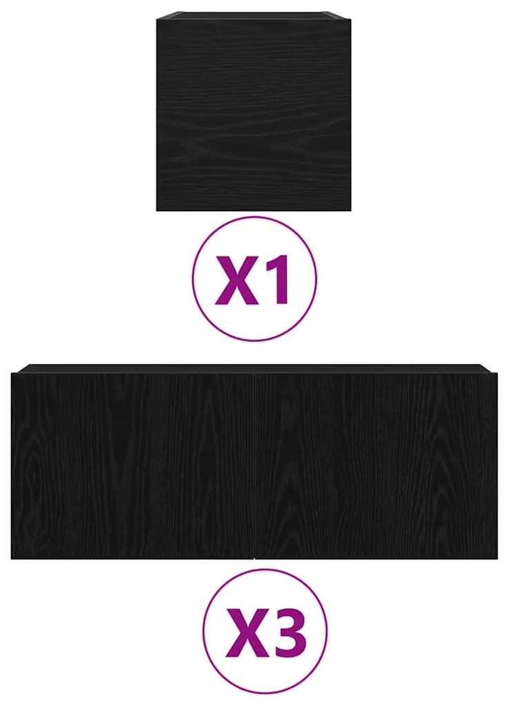 vidaXL Σετ επίπλου τηλεόρασης 4 pcs Μαύρη δρυς 80 x 30 x 30 εκ