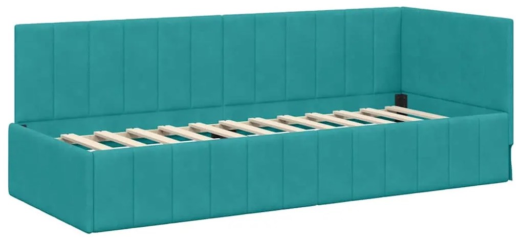 vidaXL Κρεβάτι γωνίας με στρώμα με στρώμα 2 pcs Τιρκουάζ Βελούδο