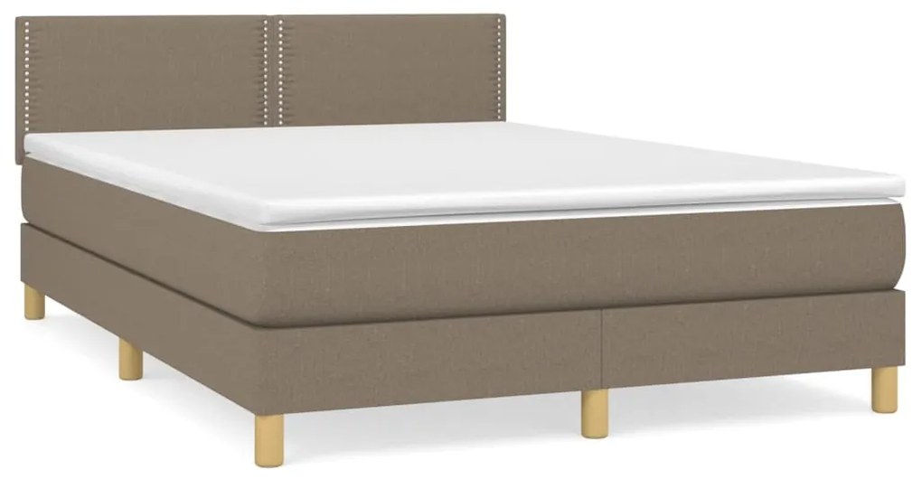 Κρεβάτι Boxspring με Στρώμα Taupe 140x200 εκ. Υφασμάτινο - Μπεζ-Γκρι