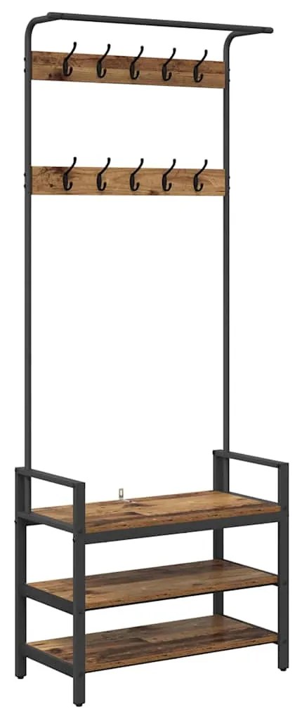vidaXL Κρεμάστρα Παλαιό ξύλο 75 x 34 x 184 εκ Επεξεργασμένο ξύλο