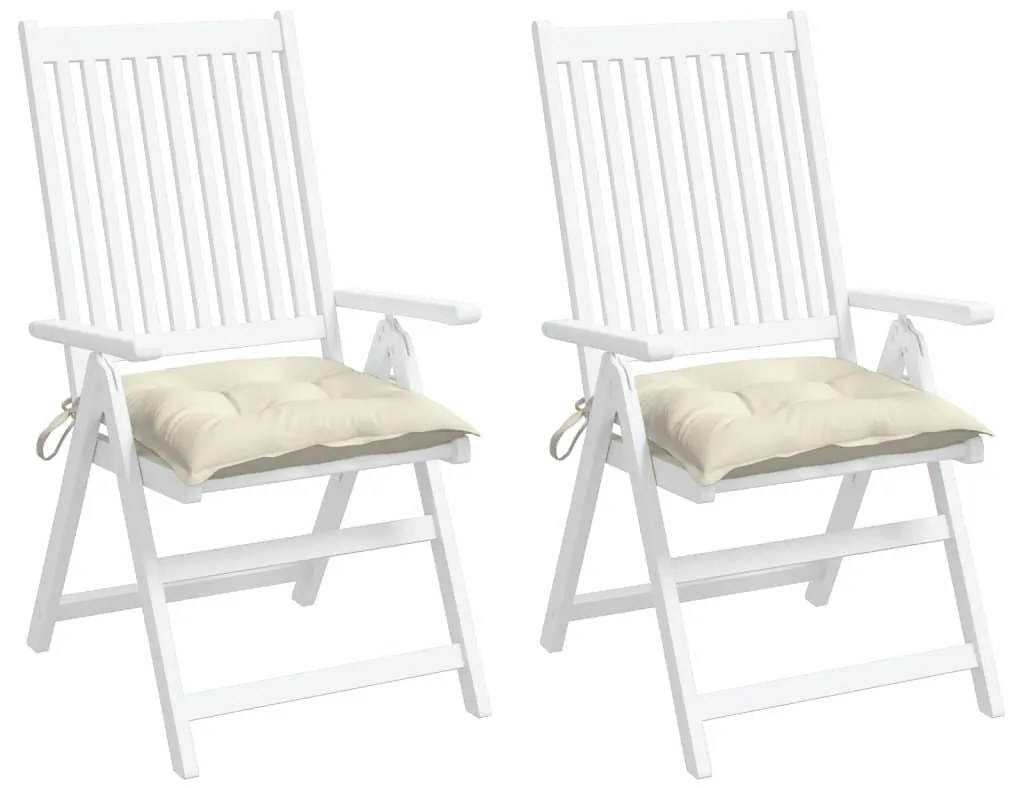 Μαξιλάρια Καρέκλας Κήπου 2 τεμ. Λευκά 50x50x7 εκ. Υφασμάτινα - Λευκό