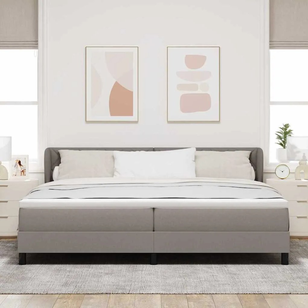 vidaXL Κρεβάτι box spring με στρώμα Taupe 200 x 200 cm ύφασμα
