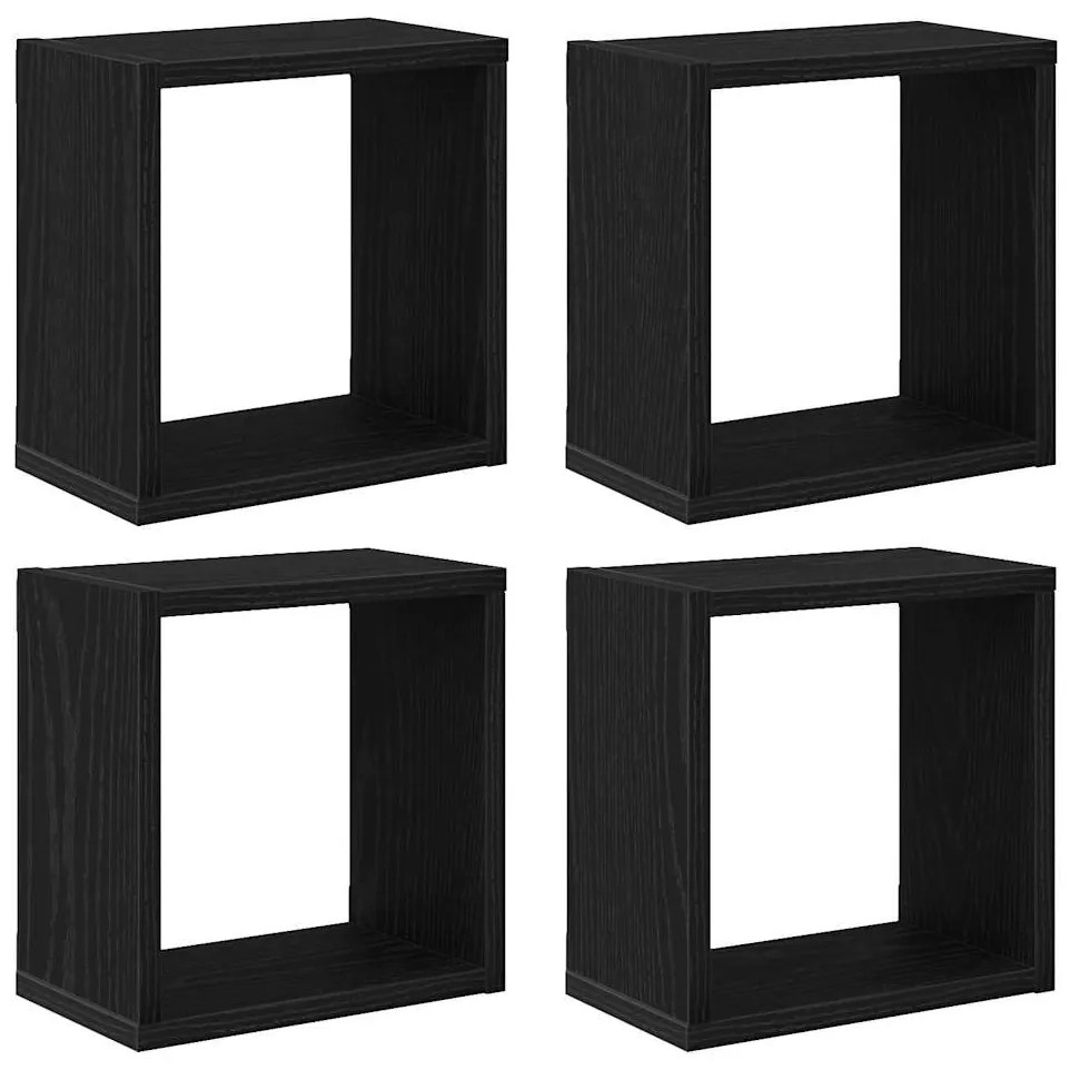 vidaXL Ράφια Τοίχου με ράφι 4 pcs Μαύρη Δρυς Επεξεργασμένο ξύλο
