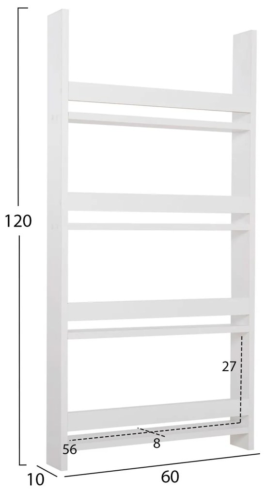 ΡΑΦΙΕΡΑ ΤΟΙΧΟΥ SANI  ΜΕΛΑΜΙΝΗ ΣΕ ΛΕΥΚΟ 60x10x120Υεκ. (4 ΡΑΦΙΑ)