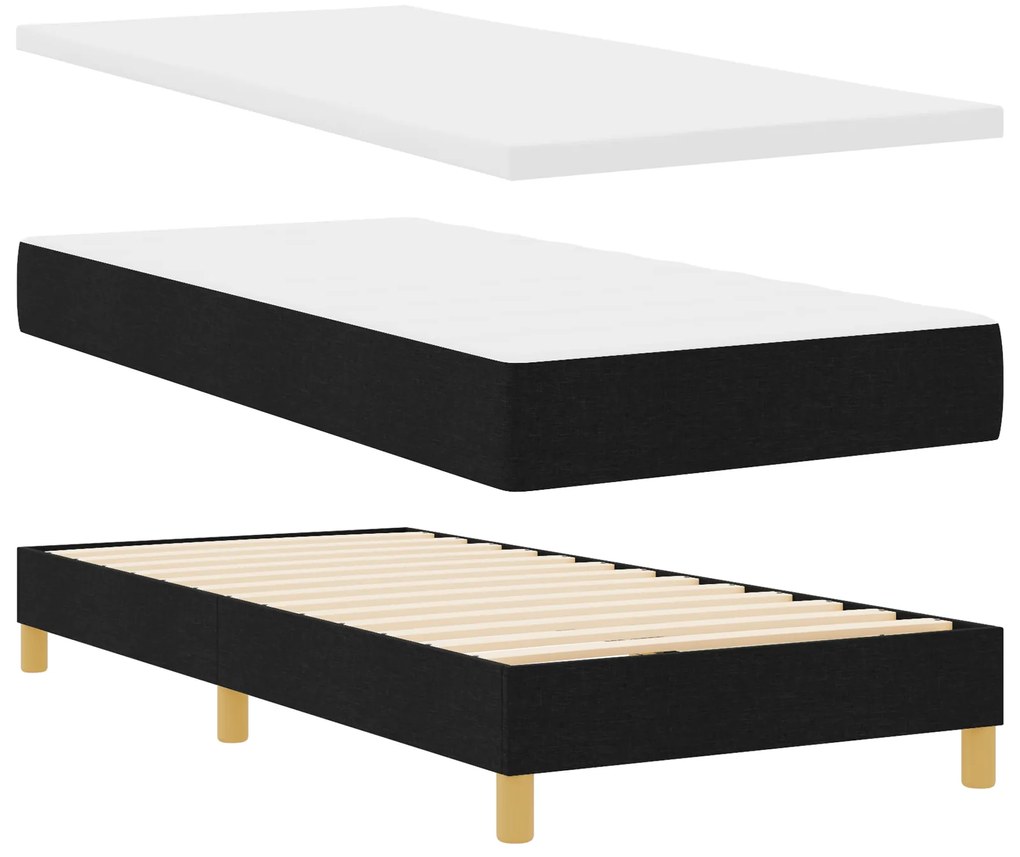 vidaXL Κρεβάτι Box Spring με Στρώμα Μαύρο 90x190 εκ.