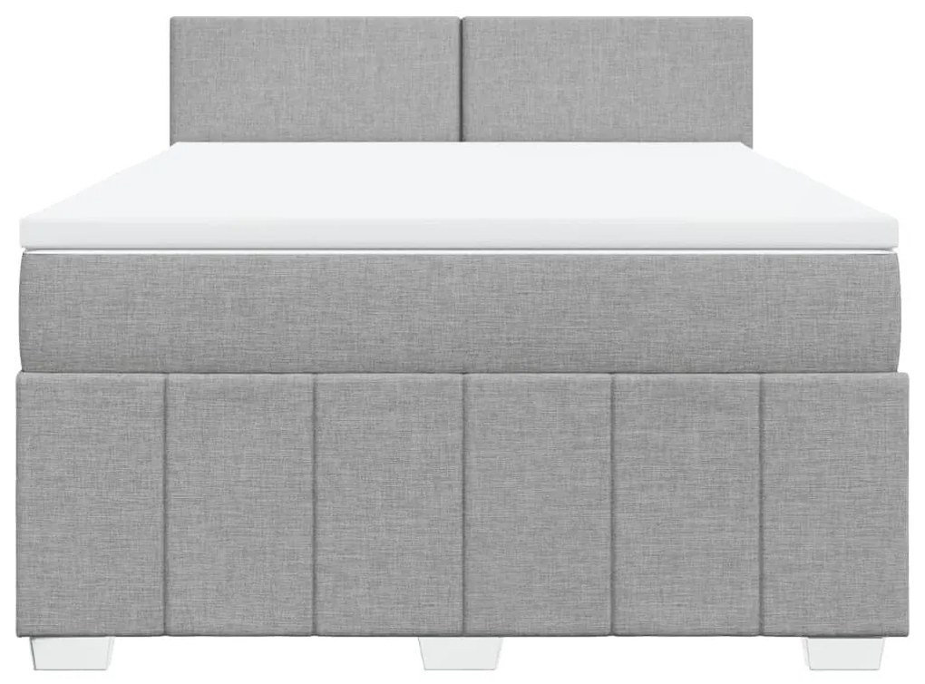 Κρεβάτι Boxspring με Στρώμα Ανοιχτό Γκρι 140x200 εκ. Υφασμάτινο - Γκρι