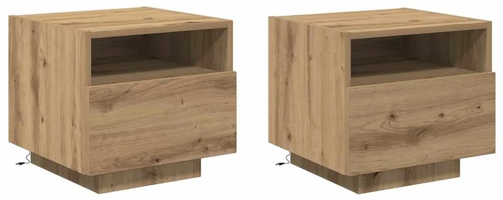 vidaXL Κομοδίνο 2 pcs artisan δρυς 40 x 39 x 37 εκ Επεξεργασμένο ξύλο