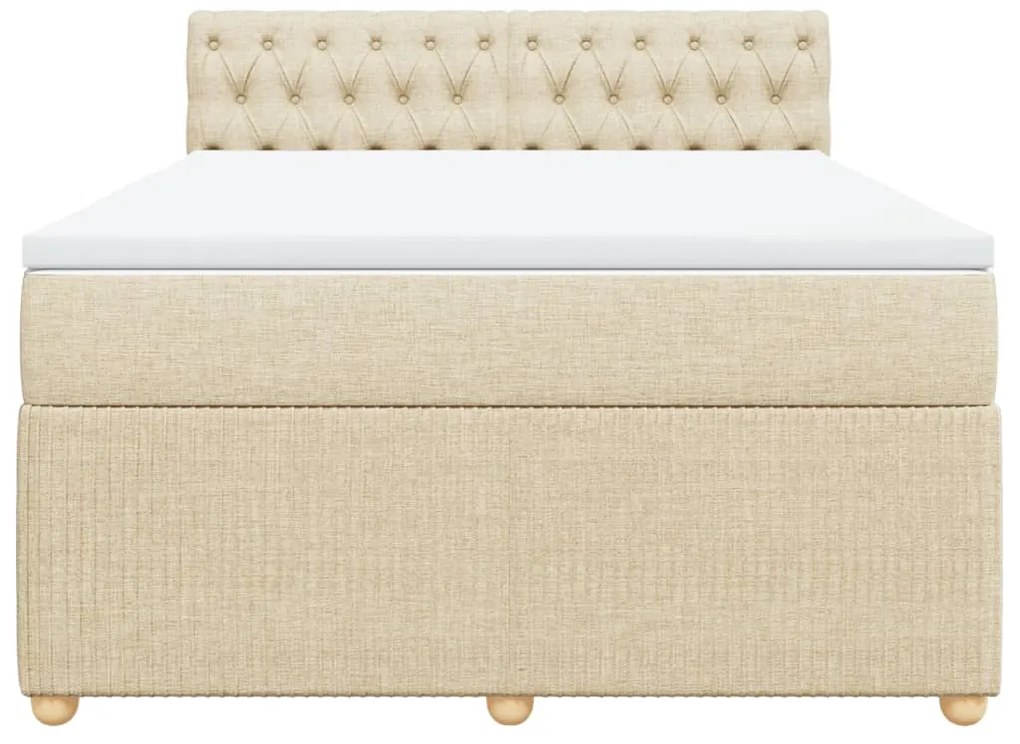 vidaXL Κρεβάτι Boxspring με Στρώμα Κρεμ 140x190 εκ. Υφασμάτινο