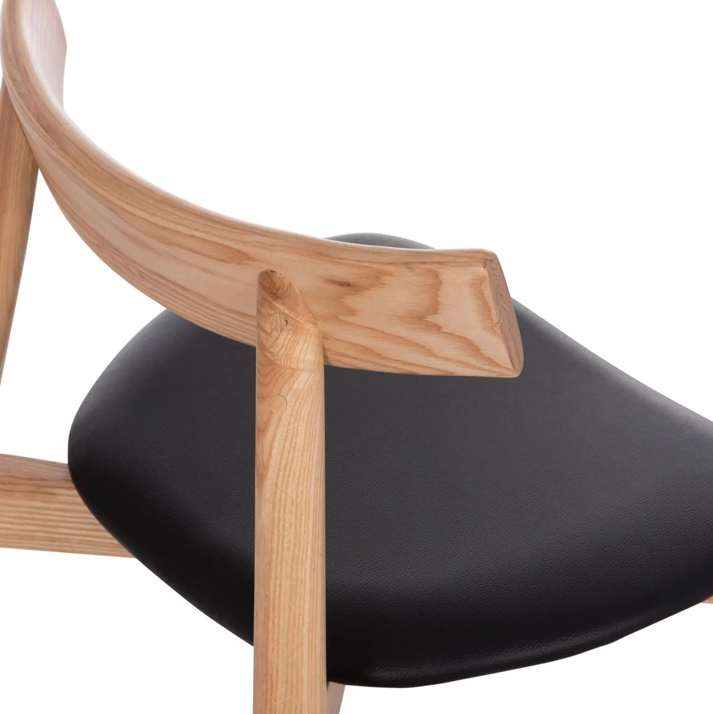 Καρέκλα Τραπεζαρίας SEKAN Rubberwood - Μαύρο PU 60x54x72Υ εκ. 2αδα 60x54x72 εκ.