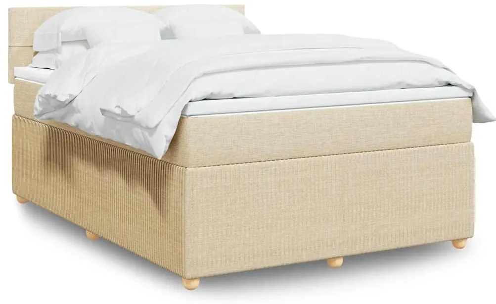 vidaXL Κρεβάτι Boxspring με Στρώμα Κρεμ 160x200 εκ. Υφασμάτινο