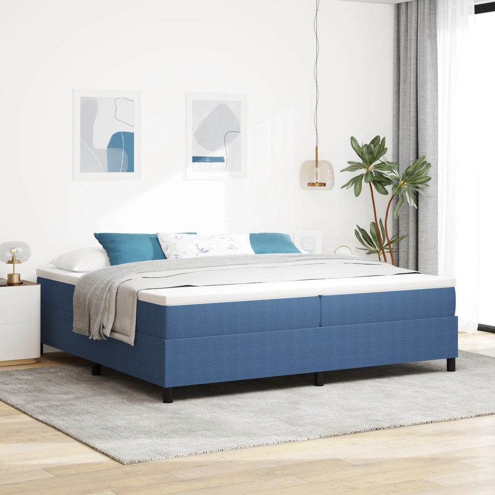 vidaXL Κρεβάτι Box Spring Μπλε 200x200 εκ Από Βελούδινο Ύφασμα