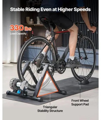 VEVOR Bike Trainer, 660.4-736.6 mm & 700C Wheels, Foldable Fluid Bicycle Stationary Trainer Stand for Indoor Exercise Riding with Quick Release Skewer & Front Wheel Riser Block, Fits Road Bikes, Black