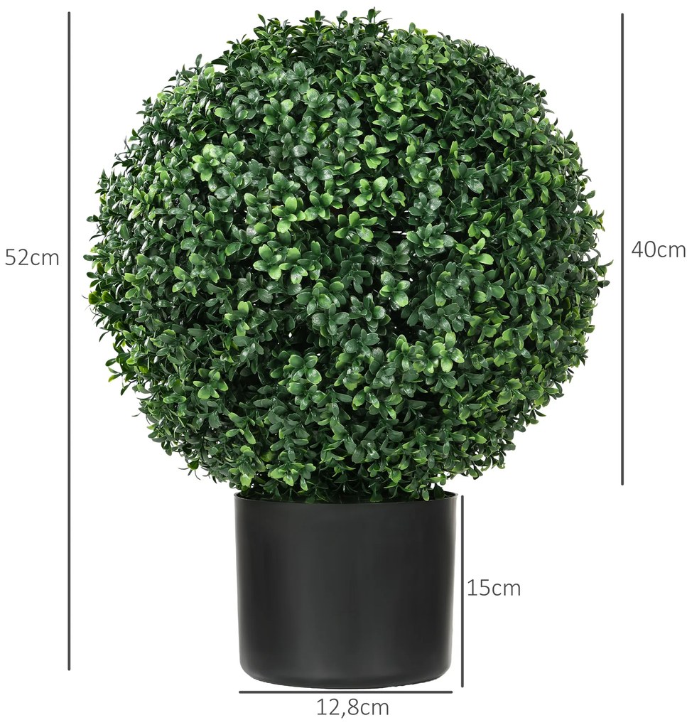 Τεχνητό φυτό HOMCOM, πυξάρι, σφαιρικό, 52x40 εκ., πράσινο