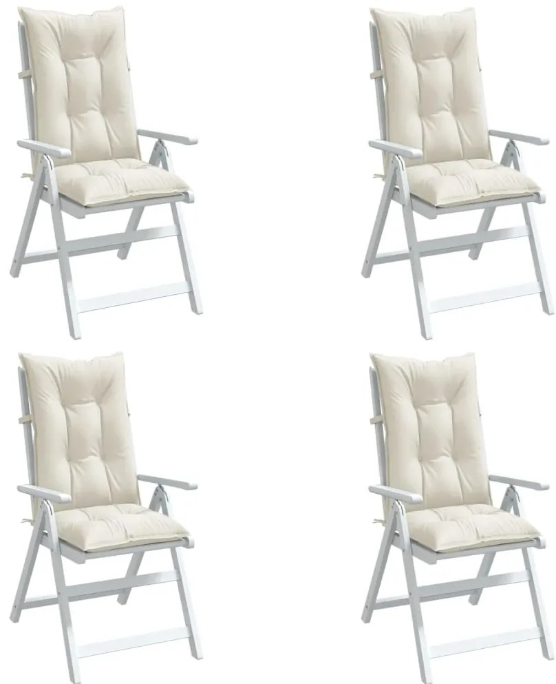 vidaXL Μαξιλάρια Καρέκλας με Πλάτη 4 τεμ. Κρεμ 120x50x7 εκ. Ύφασμα