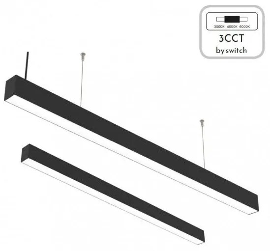 Κρεμαστό γραμμικό Φωτιστικό LED 50W 3CCT By Switch Αλουμίνιο Inlight 6072-150-BL Μαύρο