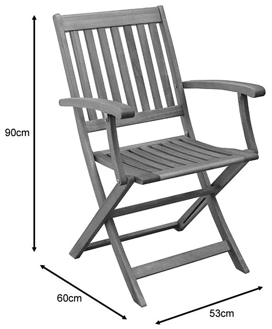Πολυθρόνα Joter pakoworld πτυσσόμενη ξύλο ακακίας φυσικό 53x60x90εκ - 282-000011