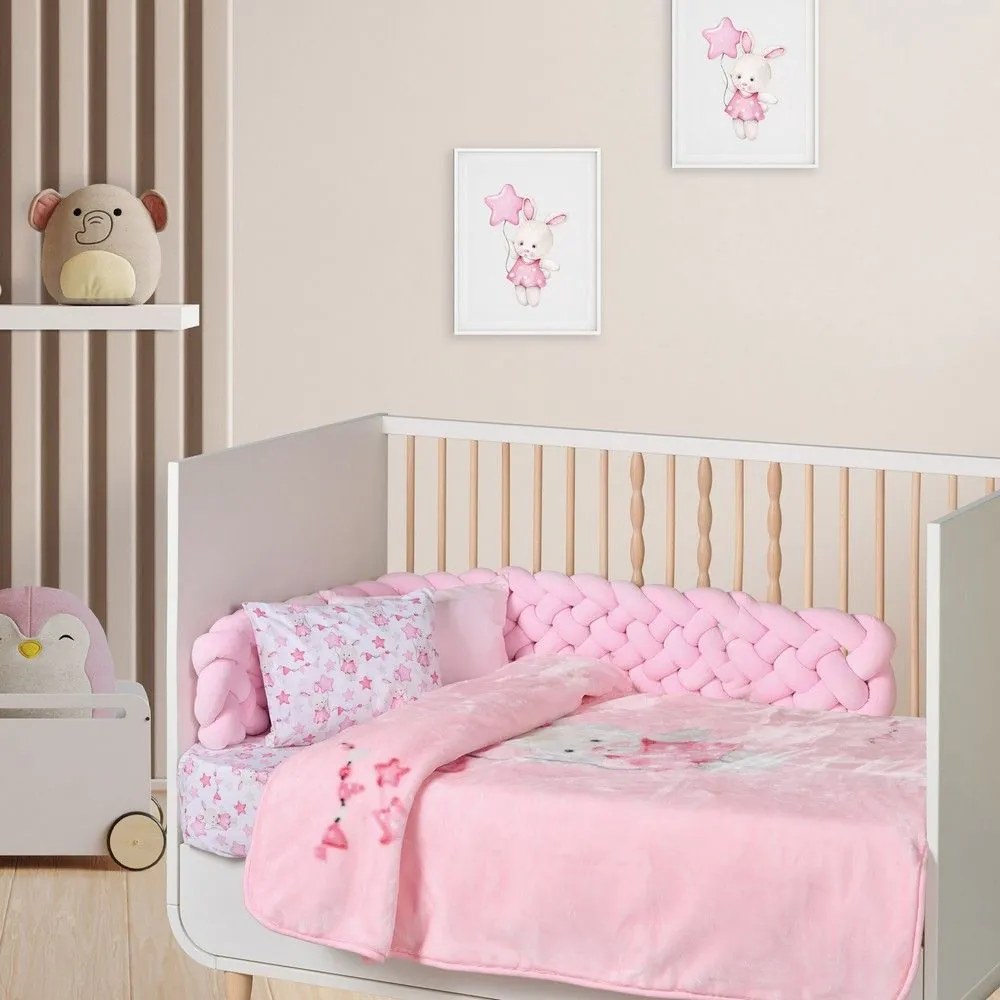 Κουβέρτα Βρεφική Relax 4917 Velour Pink Das Home Κούνιας 110x140cm Πολυέστερ