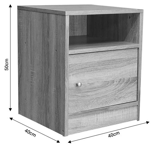 Κομοδίνο Foly pakoworld με ένα ντουλάπι sonoma 40x40x50εκ - 049-000069