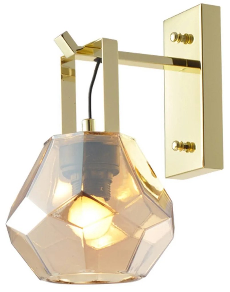 Φωτιστικό Τοίχου V371481WA Amber Metal, Glass