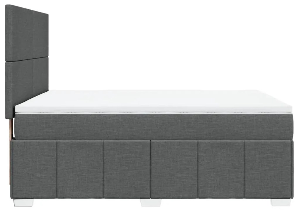 Κρεβάτι Boxspring με Στρώμα Σκούρο Γκρι 140x190 εκ. Υφασμάτινο - Γκρι