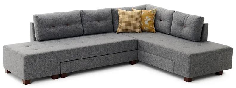 Πολυμορφικός καναπές-κρεβάτι αριστερή γωνία PWF-0156 με ύφασμα ανθρακί 206x282x85εκ Υλικό: FABRIC 071-000332