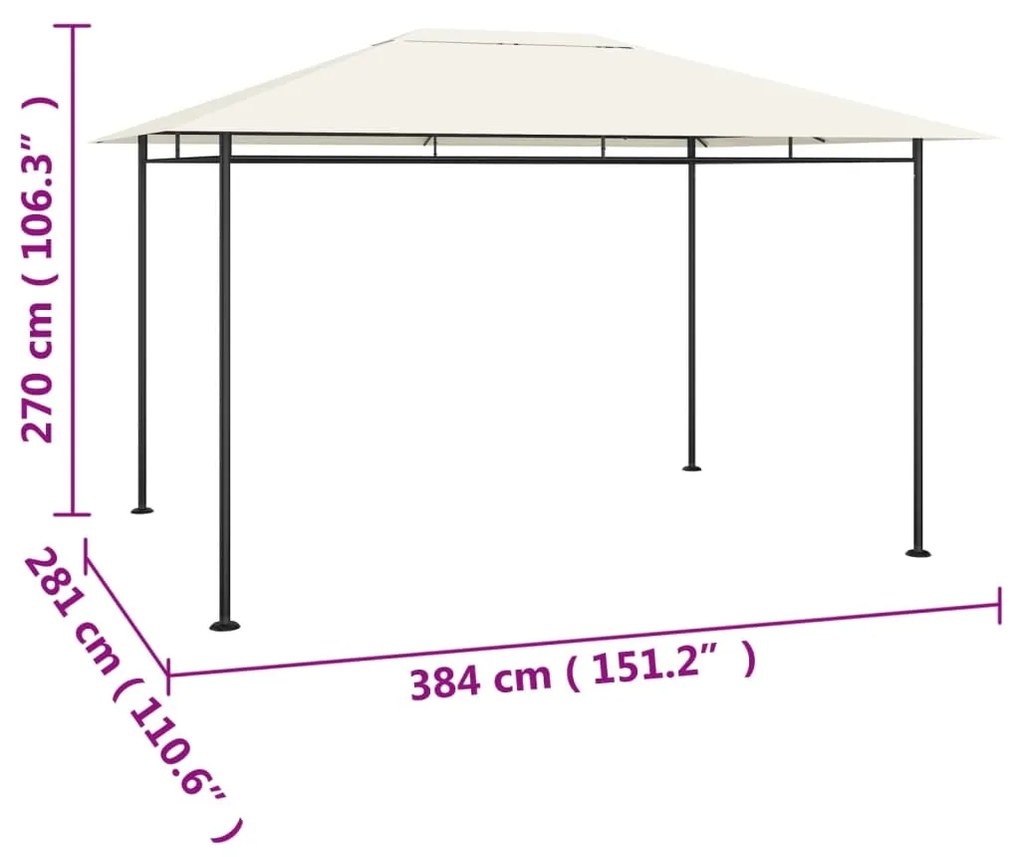vidaXL Κιόσκι Κρεμ 384x281x270 εκ. 180 γρ./μ²