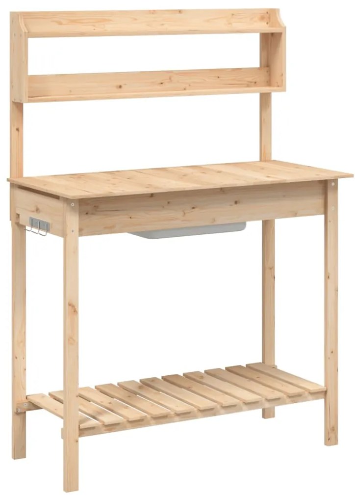 vidaXL Τραπέζι για Γλάστρες+Νεροχύτης 147,5x44x139,5 εκ Μασίφ Ελάτη